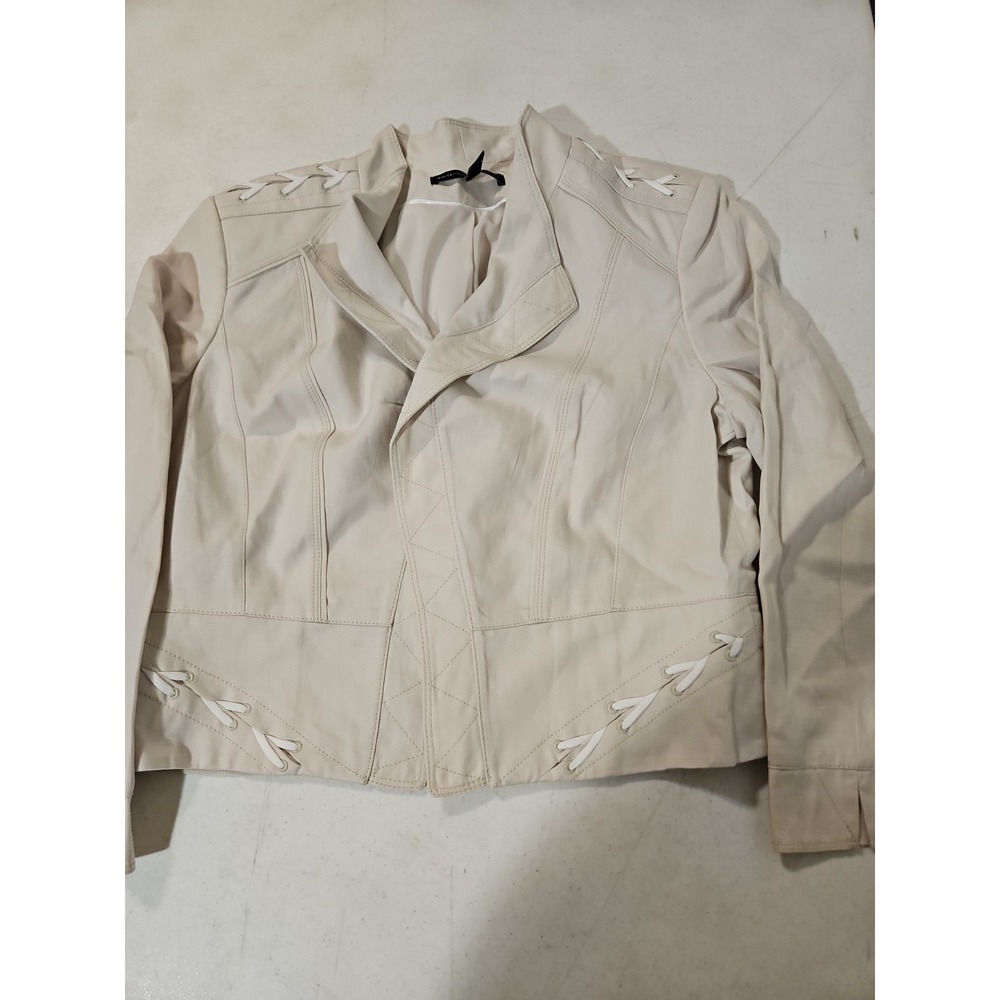 White House Black Market Jacket womens 14 Beige Cropped Lightweight NWT $140(494